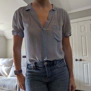 Wilfred 100% silk blue button up blouse XXS